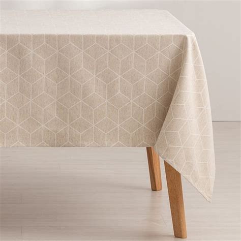 Mantel Antimanchas Rectangular Jacquard Diseño Geométrico Tacto Tela