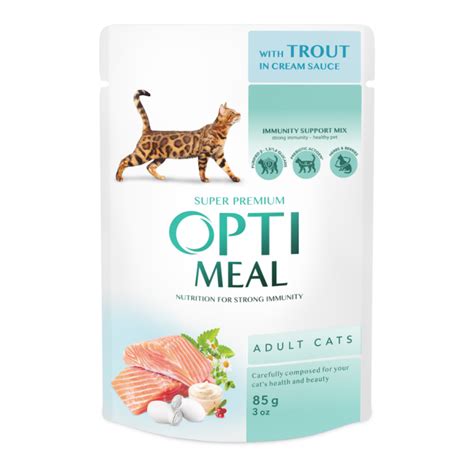 Влажный корм для кошек Optimeal Adult Cats Trout cream sause - влажный ...