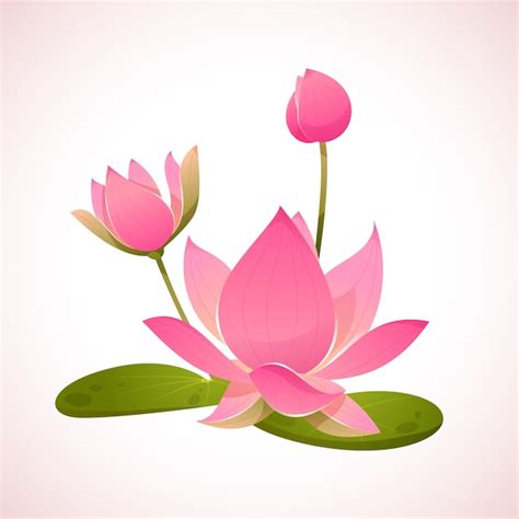 Premium Vector A Pink Lotus Flower With A Green Leaf In The Center