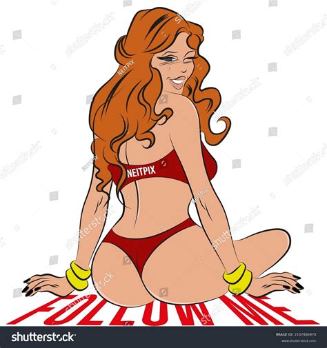 Sexy Girl Smiling Wearing Red Bikini Stock Vector Royalty Free 2107486970 Shutterstock