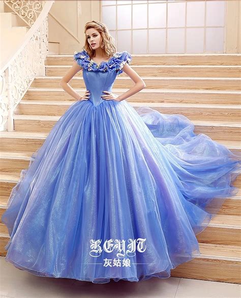 2015 Movie Cinderella Dress Cinderella Wedding Dress Blue & White Dress ...