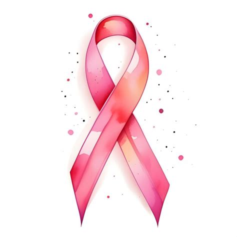 Pink Ribbon In Watercolor Style On White Breast Cancer Awareness Month