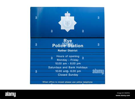 Police Station Opening Hours Sign Stock Photo - Alamy