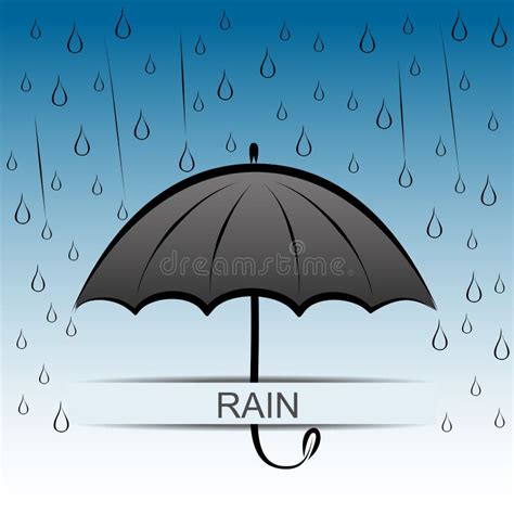 Rain Drops Rippling In Puddle And Umbrella Stock Vector Illustration