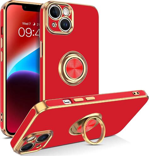 Iphone 14 Case Phone Cases Iphone 14 Veningo Cute Slim With 360° Ring Holder Kickstand