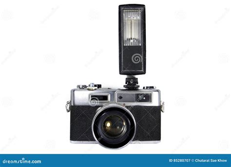 Vintage Camera with Flash Isolated White Background Stock Image - Image of decor, classic: 85280707