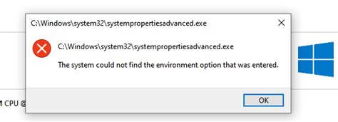 System Could Not Find The Environment Option That Was Entered Windows