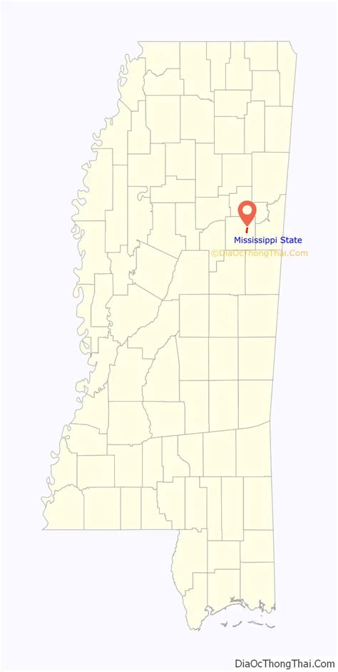 Map of Mississippi State CDP - Thong Thai Real