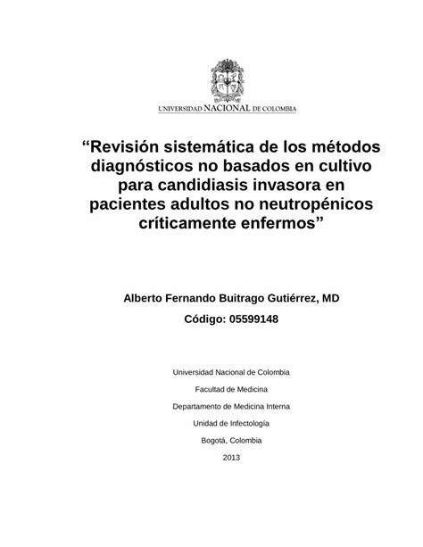 Pdf Revisi N Sistem Tica De Los M Todos Diagn Sticos No