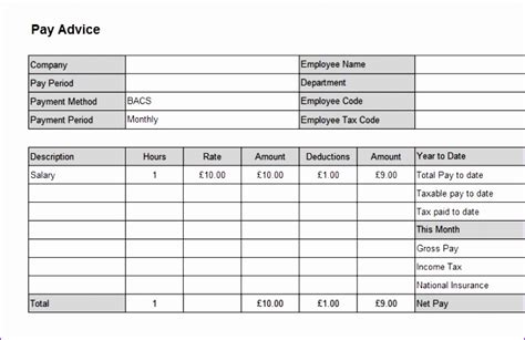 8 Uk Payslip Template Excel - Excel Templates