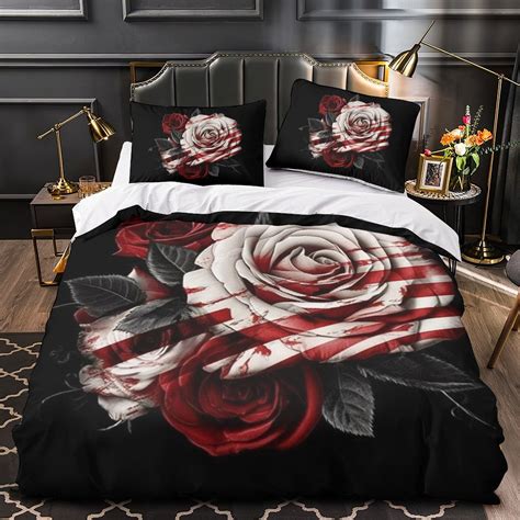 Home Bedclothes Romantic Rose Printed Duvet Cover Set Girl Woman