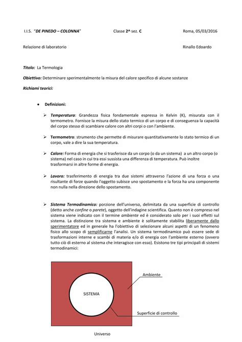 Pdf I I S De Pinedo Colonna Classe Sez La Termologia