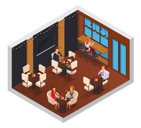 Cafe Restaurant Isometric Interior Vector Art At Vecteezy