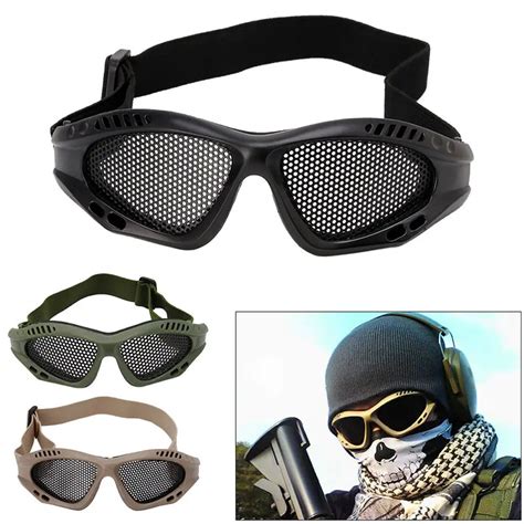 Tactical Motorcycle Airsoft Eye Protection Goggles Anti Fog Mesh Metal Glasses-in Safety Goggles ...