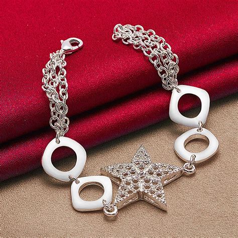 Pulsera de estrella hueca con varias cadenas joyería Moda de Mujer