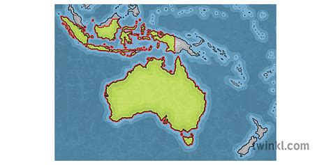 Map Of Australia And Indonesia địa Lý Pacific Ks2 Illustration Twinkl