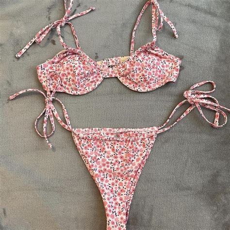 Floral Pink Bikini Bottoms Repop Very Cheeky So Depop