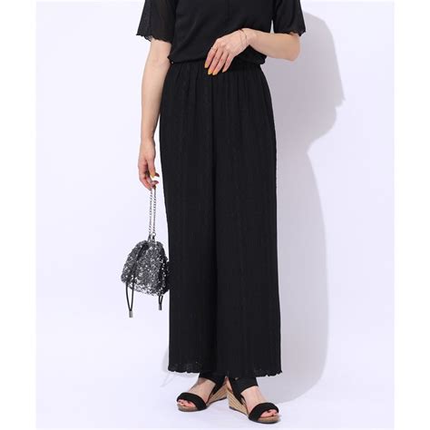 キューティーブロンド Cutie Blonde 洗える甘すぎない大人のレース使い ストレートイージーパンツ ブラック 019 ファッション通販 MAGASEEK マガシーク