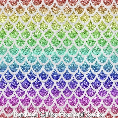 Rainbow Glitter Mermaid Scales Purpleseamstress Fabric