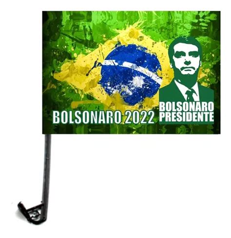 Kit 10 Bandeiras P Carro Bolsonaro Presidente 2022 45x30cm