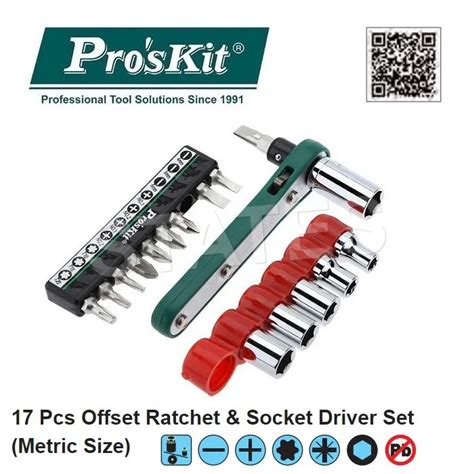 Pro SKit 1PK 202A 17 PCS Offset Ratchet Socket Driver Set Taiwan