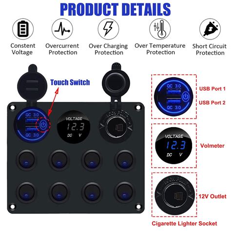 Bllyogu Panel De Interruptor Basculante Multifunci N De Bandas