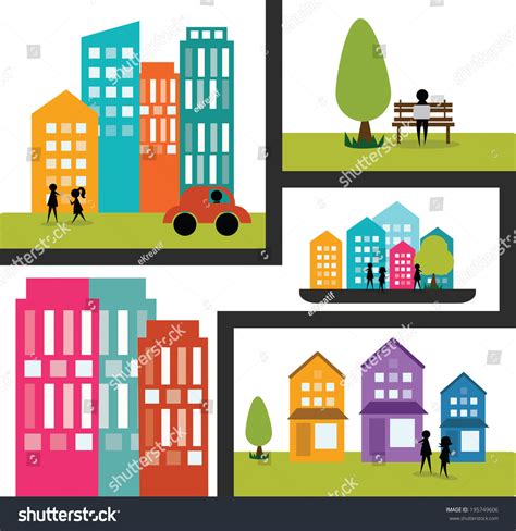 Cityscape Modern City Life Vector Illustration Stock Vector (Royalty