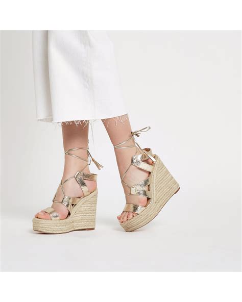 Gold Lace Up Wedges Atelier Yuwaciaojp