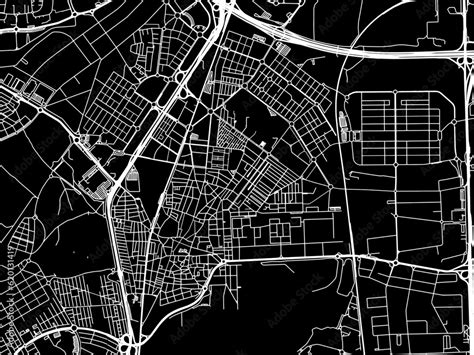 Vector road map of the city of Getafe in Spain on a black background ...