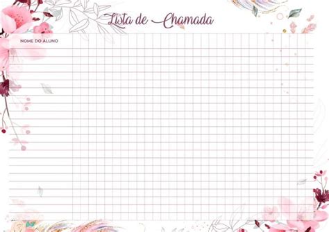 Planner Para Professores Floral Lista De Chamada Fazendo A Nossa