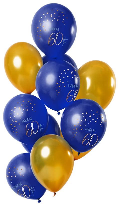 12 Palloncini 60 Compleanno Blu E Oro Partyshop It