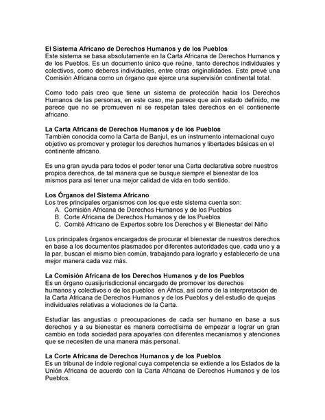 El Sistema Africano De Derechos Humanos Y De Los Pueblos Derecho