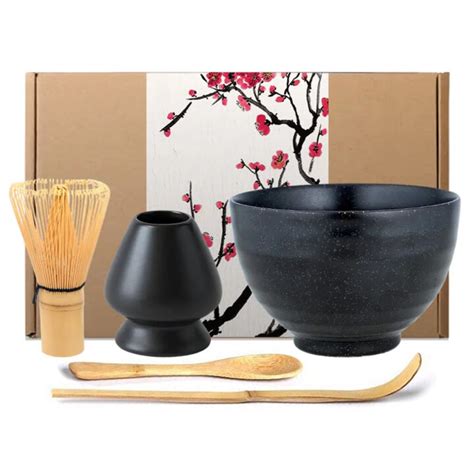 Buy Traditional Japanese Black Matcha Tea Set Katachiware