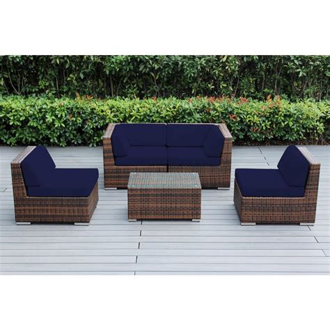 Ohana Depot Ohana Mixed Brown Piece Wicker Patio Seating Set With