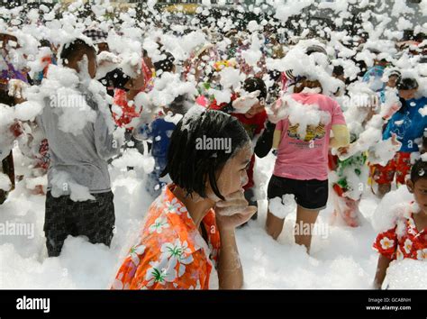 The Thai New Year or Songkran Festival or Water festival in the city of ...