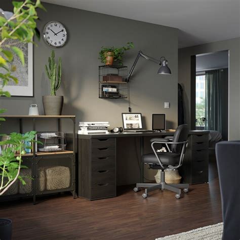 Lagkapten Alex Desk Black Brownblack 200x60 Cm Ikea