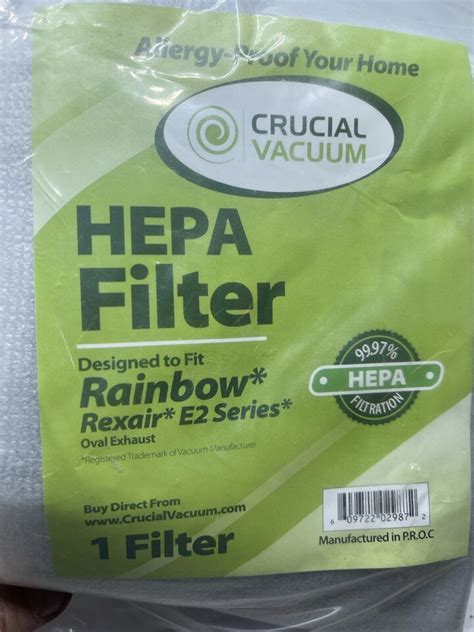 New Rainbow Rexair E2 Series HEPA FILTER Oval Exhaust Crucial Vacuum EBay