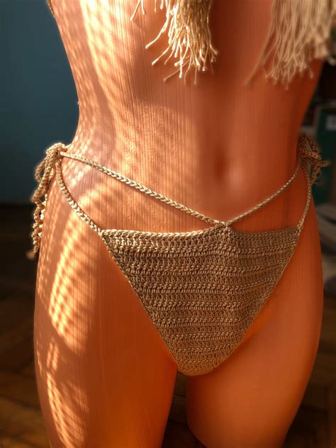 Crochet Bikini Set Sexy Girls Bikini Halter Top And Bottom Knitted Swimsuit Ways Of Wearing