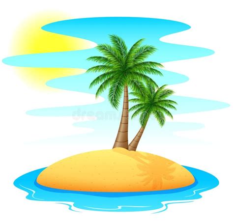 Palm Tree On Island Clipart