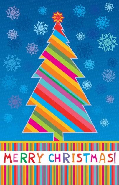 Merry Christmas Greeting Card Illustration With Blue And Snowflakes