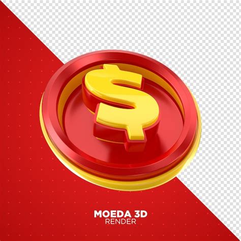 Moeda De Dinheiro Em D Renderiza Vermelho E Amarelo Psd Premium