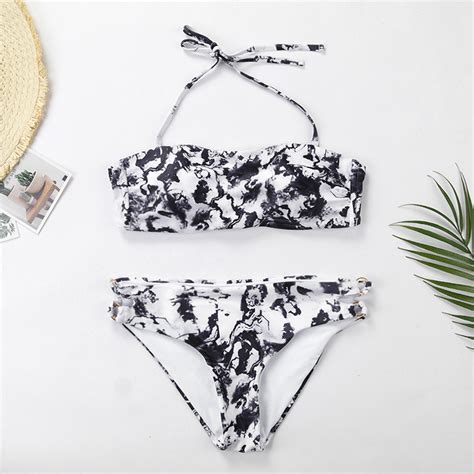 Sexy Swim Suit Adult Patterned Print Bikini Bandeau Swimwear Swimwear Sexy Bikini And Bikini