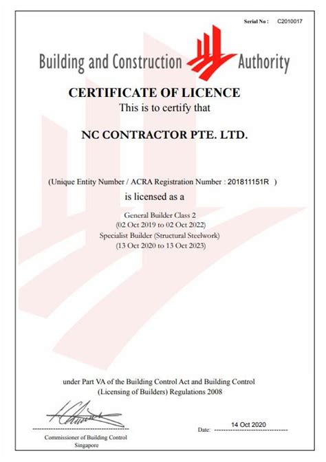 Our Certifications And Awards NC Contractor Pte Ltd