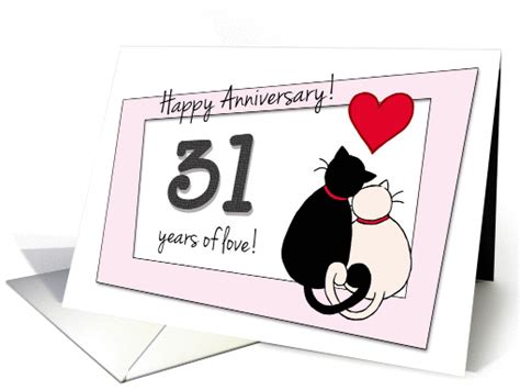 Happy 31st Wedding Anniversary - Two cats in love card (1418432)