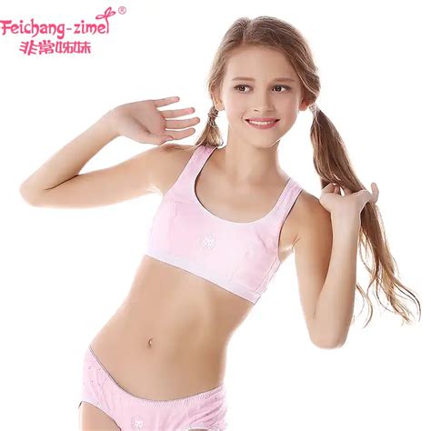 Free Shipping Feichangzimei Girls Underwear Girls Bra Set Cotton Pint