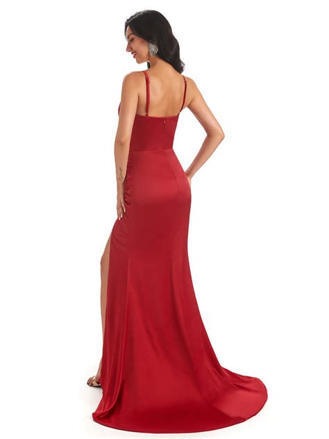 Burnt Orange Sexy Chic Silky Mismatched Soft Satin Mermaid Long Brides