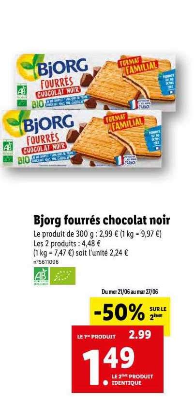 Promo Bjorg Fourrés Chocolat Noir chez Lidl iCatalogue fr