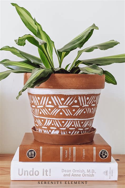 Hand Painted Boho Plant Pot — Serenity Element Plant Pot Diy Painted