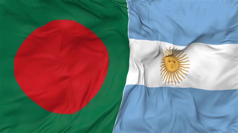 Bangladesh And Argentina Flags Together Seamless Looping Background