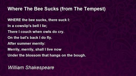 Where The Bee Sucks From The Tempest Where The Bee Sucks From The